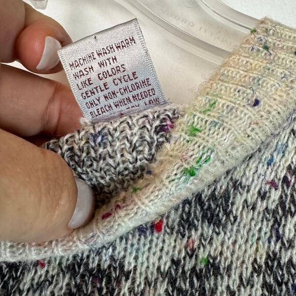 VTG 80s Confetti Knit Houndstooth Sweater Shoulder Pads Size Large - Picture 4 of 7